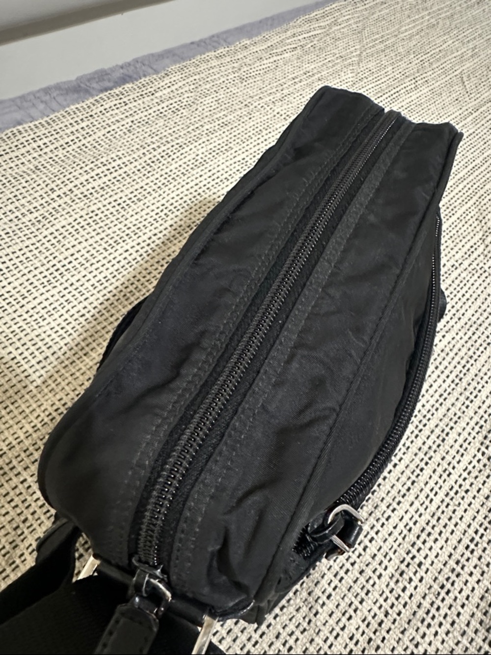Prada Black Nylon Messenger Bag with Logo Plaque - Picture 6 of 16